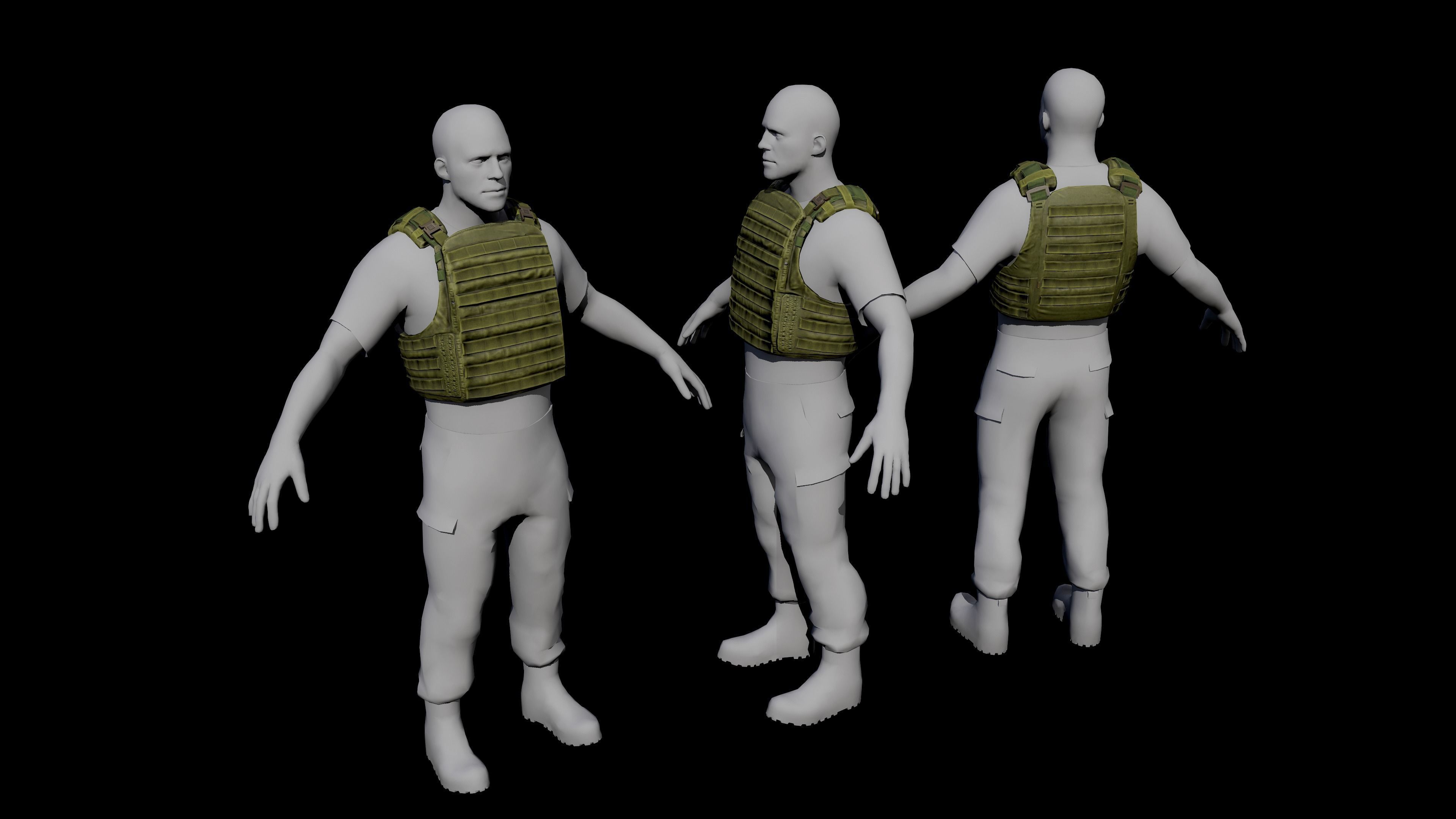 Flak vest Low-poly 3D model_4