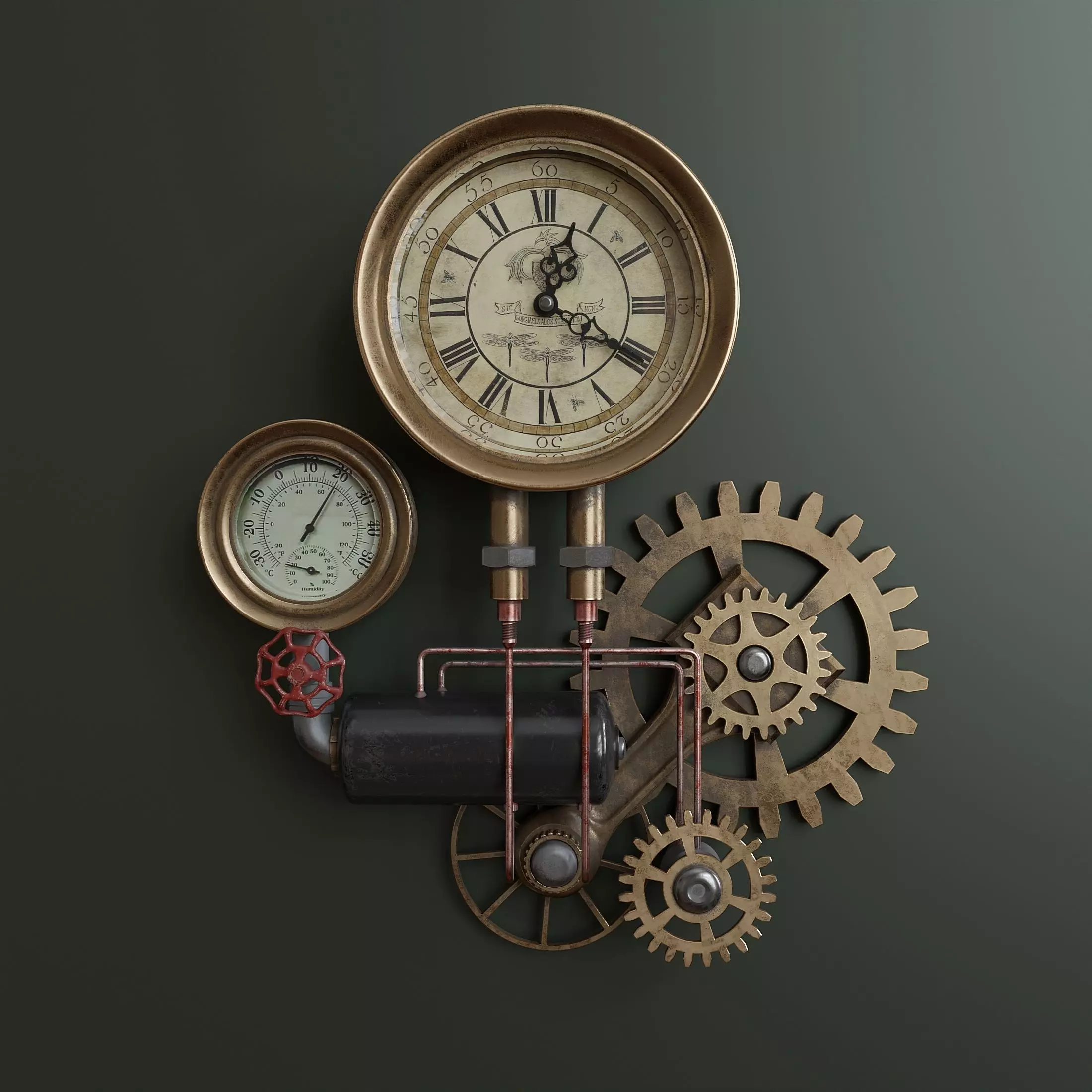 Steampunk wall clock 05 3D model