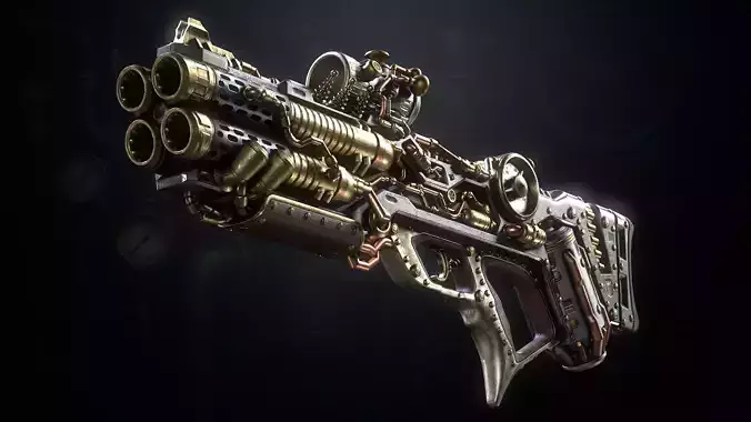 The SteamPunk Shotgun Low-poly 3D model