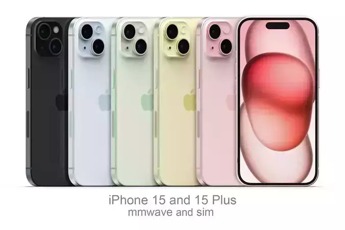 Apple iPhone 15 and 15 Plus 3D model