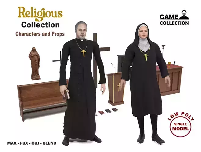 Religious collection Low-poly 3D model