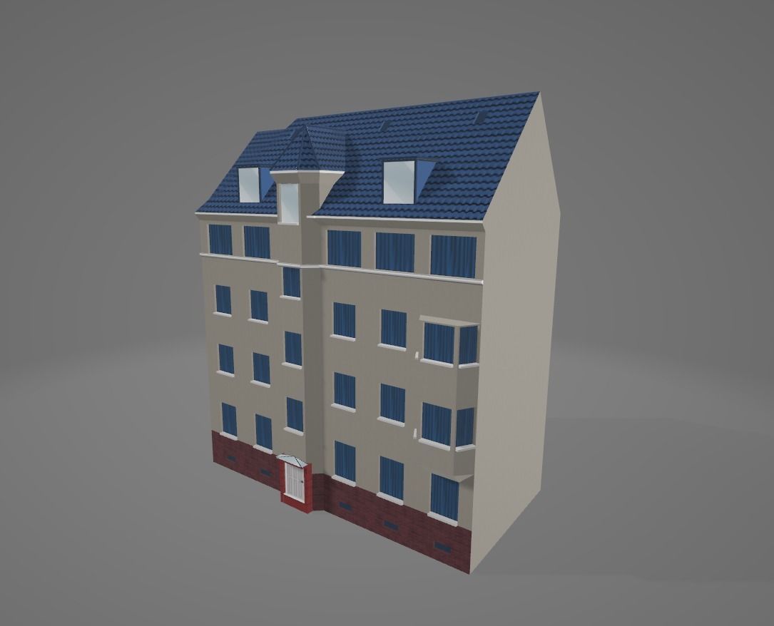 3D Model of Modern Urban Building Low-poly Low-poly 3D model_2