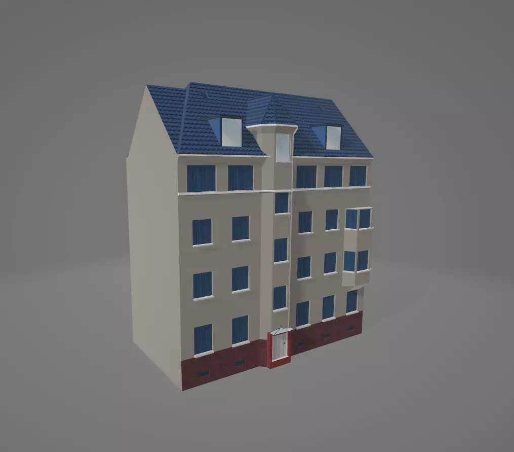 3D Model of Modern Urban Building Low-poly Low-poly 3D model_0