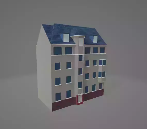 3D Model of Modern Urban Building Low-poly