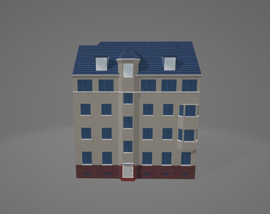 3D Model of Modern Urban Building Low-poly Low-poly 3D model_1