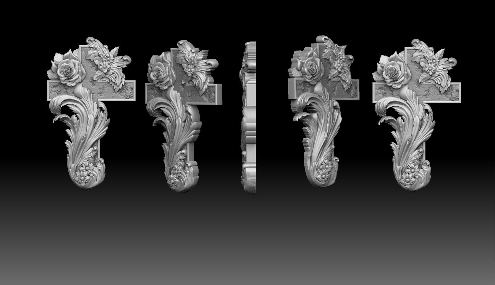 cross with flowers  pendant  3D print model_1