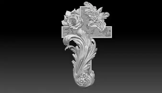 cross with flowers  pendant 