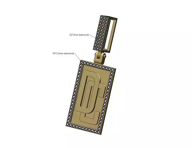 Diamond rectangular DC pendant with iced bail