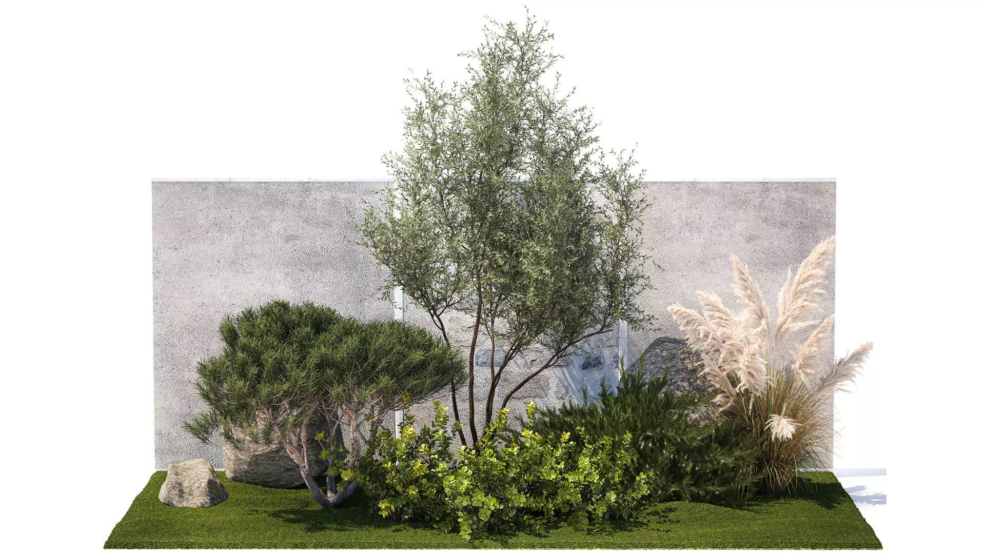 Garden Juniper Pampas Pine Topiary Berberis 1402 3D model_0