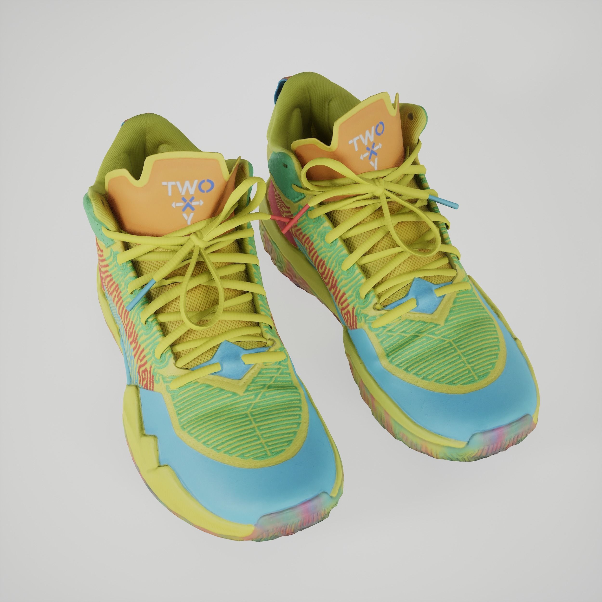 Game-ready Colorful Sneakers Basketball Shoes Low-poly 3D model_4