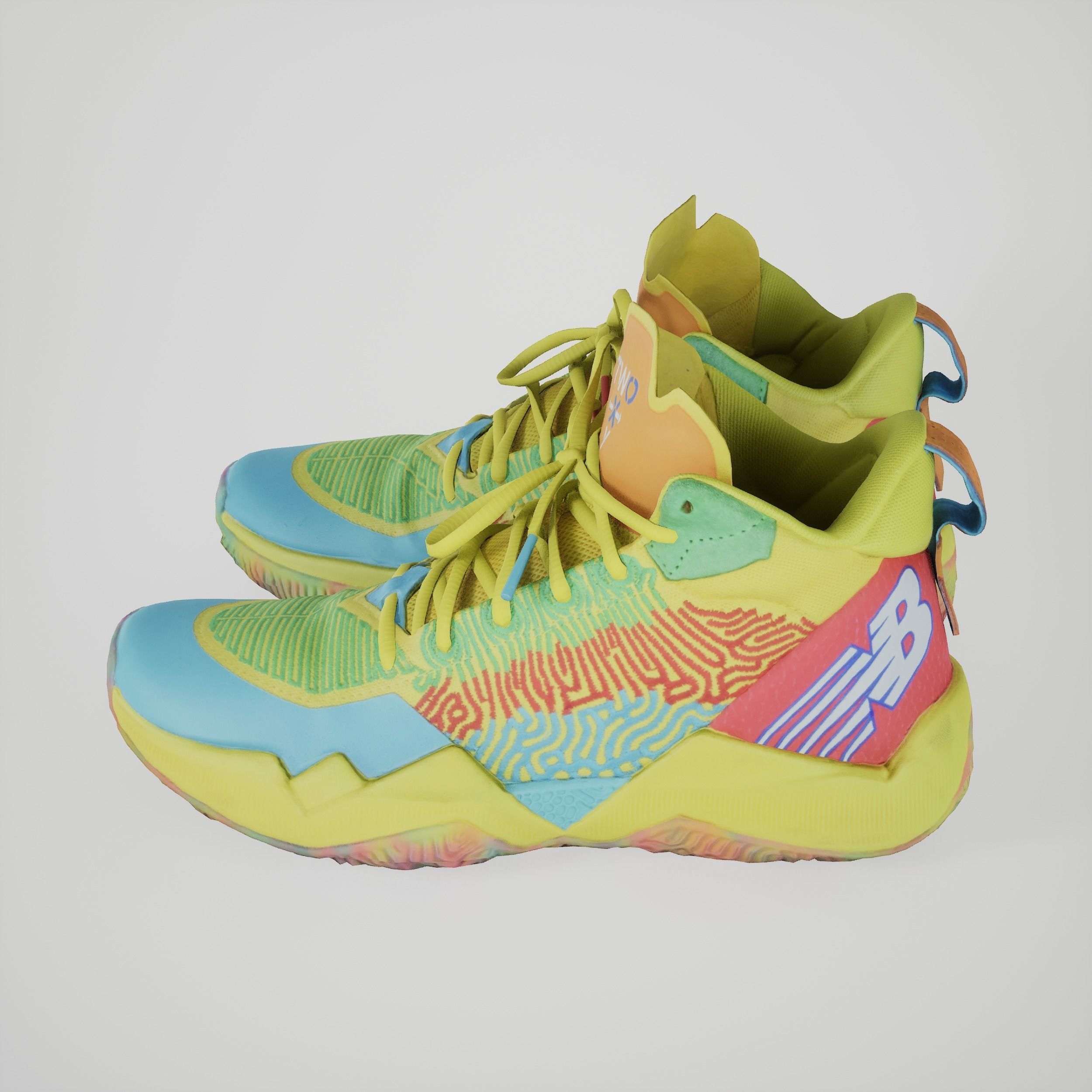 Game-ready Colorful Sneakers Basketball Shoes Low-poly 3D model_1