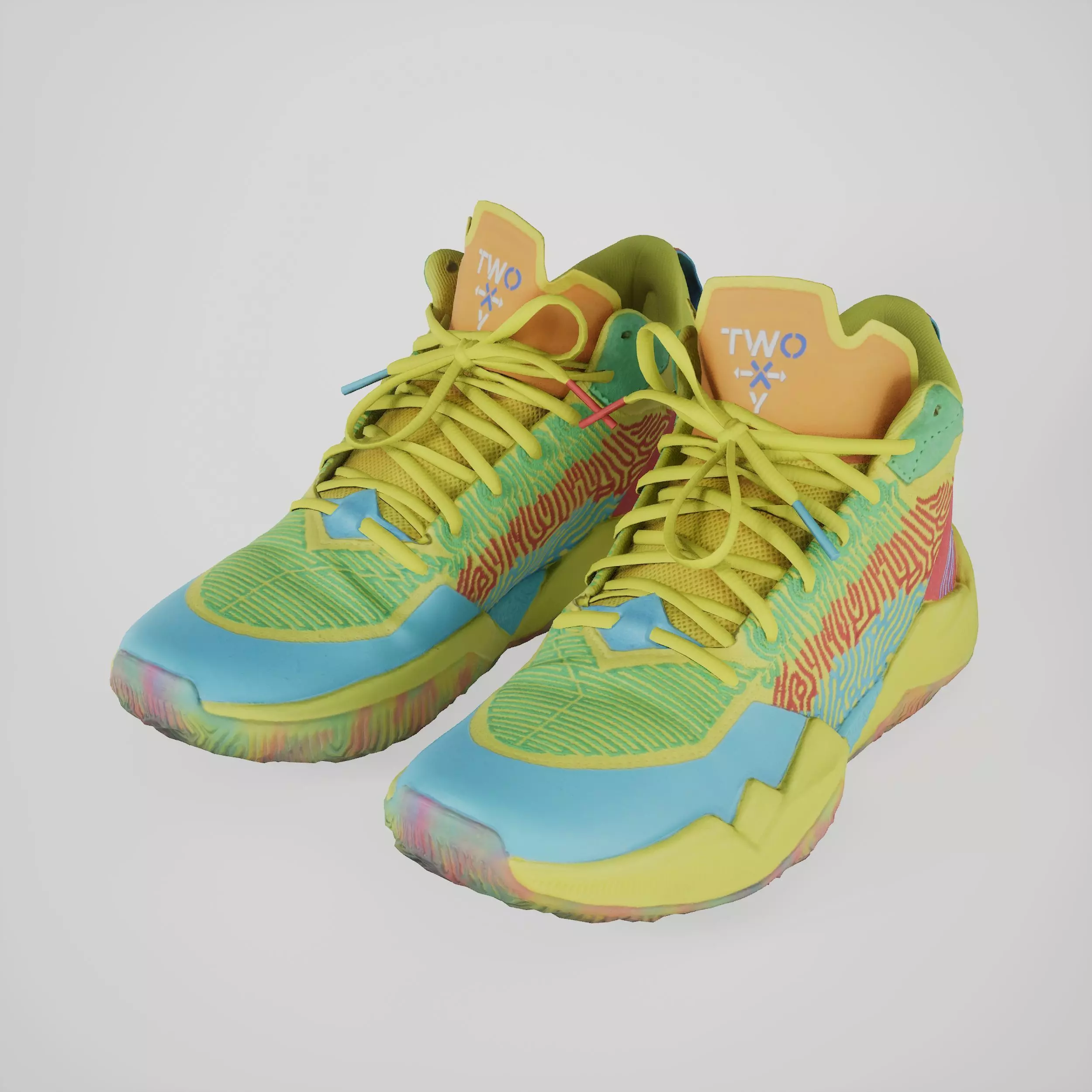 Game-ready Colorful Sneakers Basketball Shoes Low-poly 3D model_0