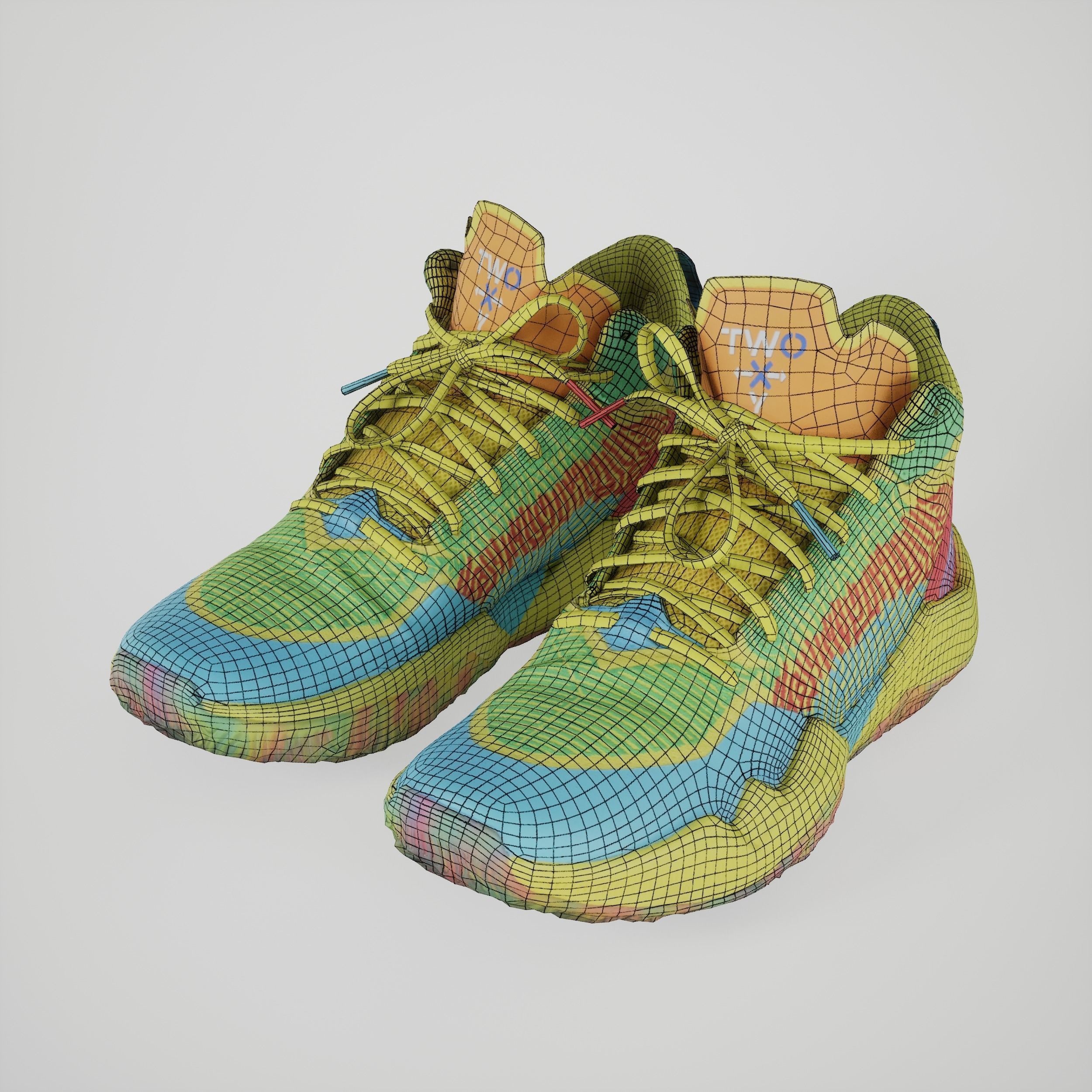 Game-ready Colorful Sneakers Basketball Shoes Low-poly 3D model_5