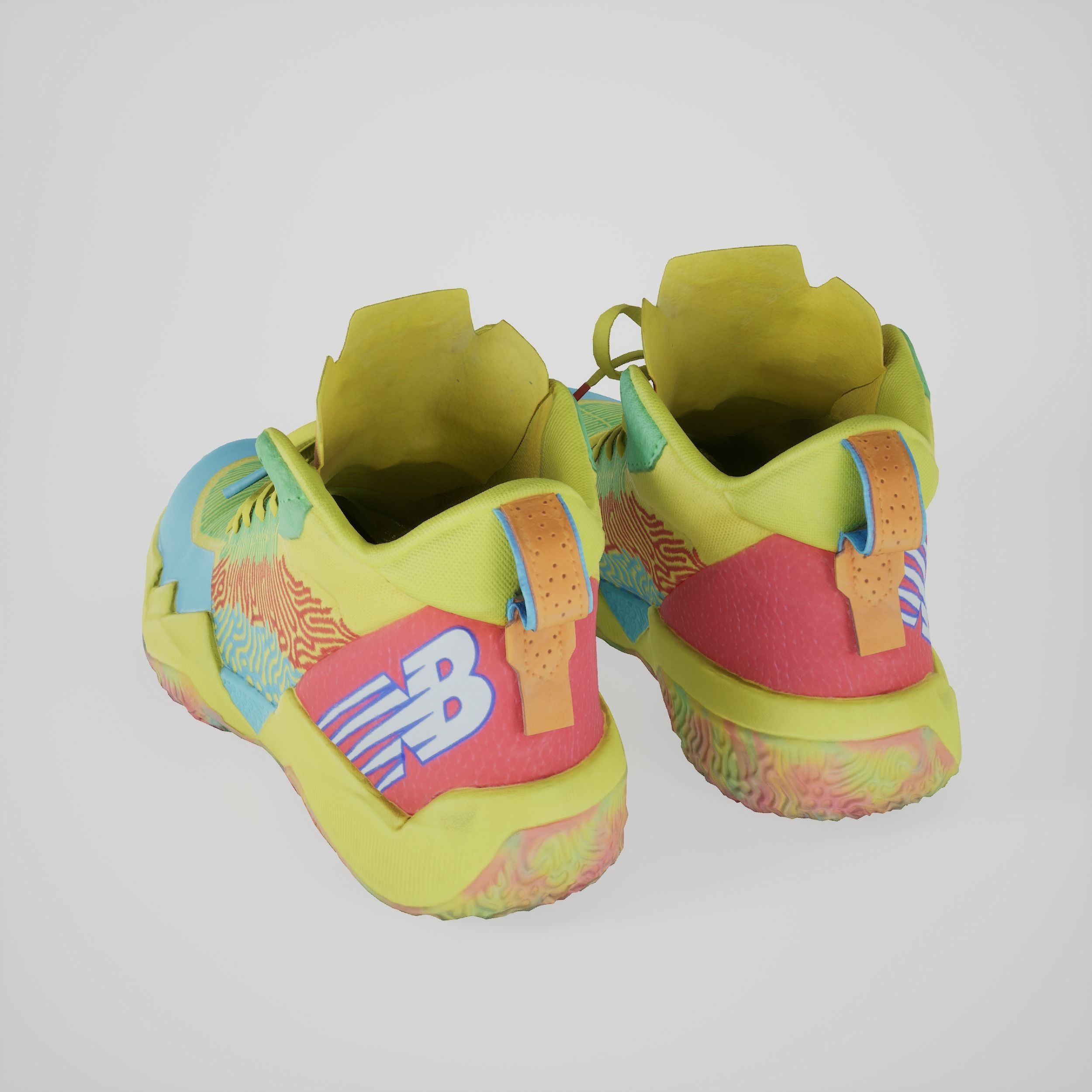 Game-ready Colorful Sneakers Basketball Shoes Low-poly 3D model_2