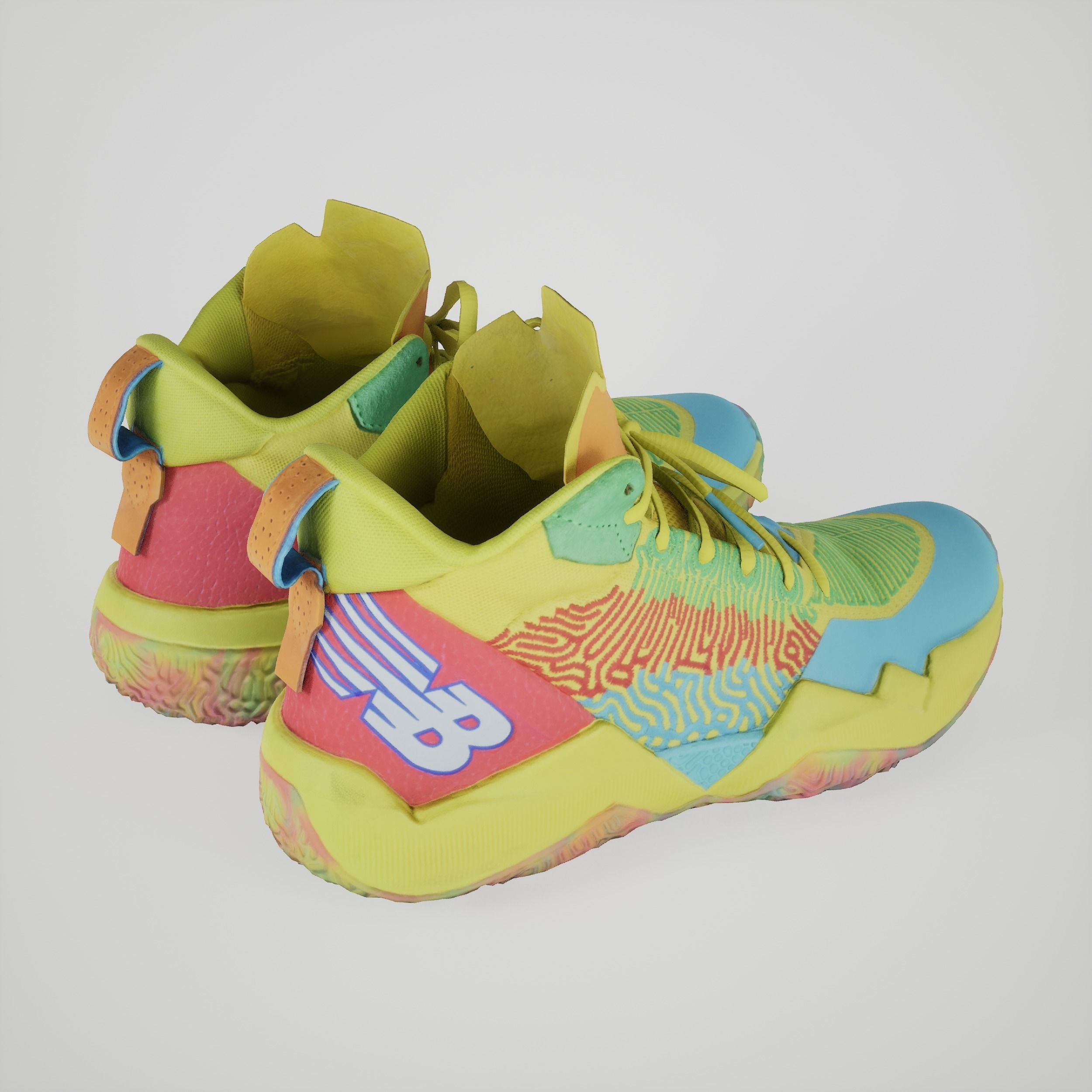 Game-ready Colorful Sneakers Basketball Shoes Low-poly 3D model_3