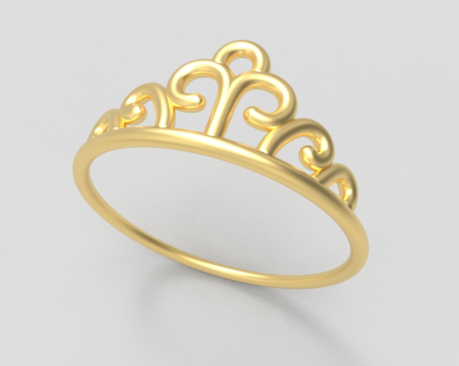 Crown1 Minimalist Ring  3D print model_2