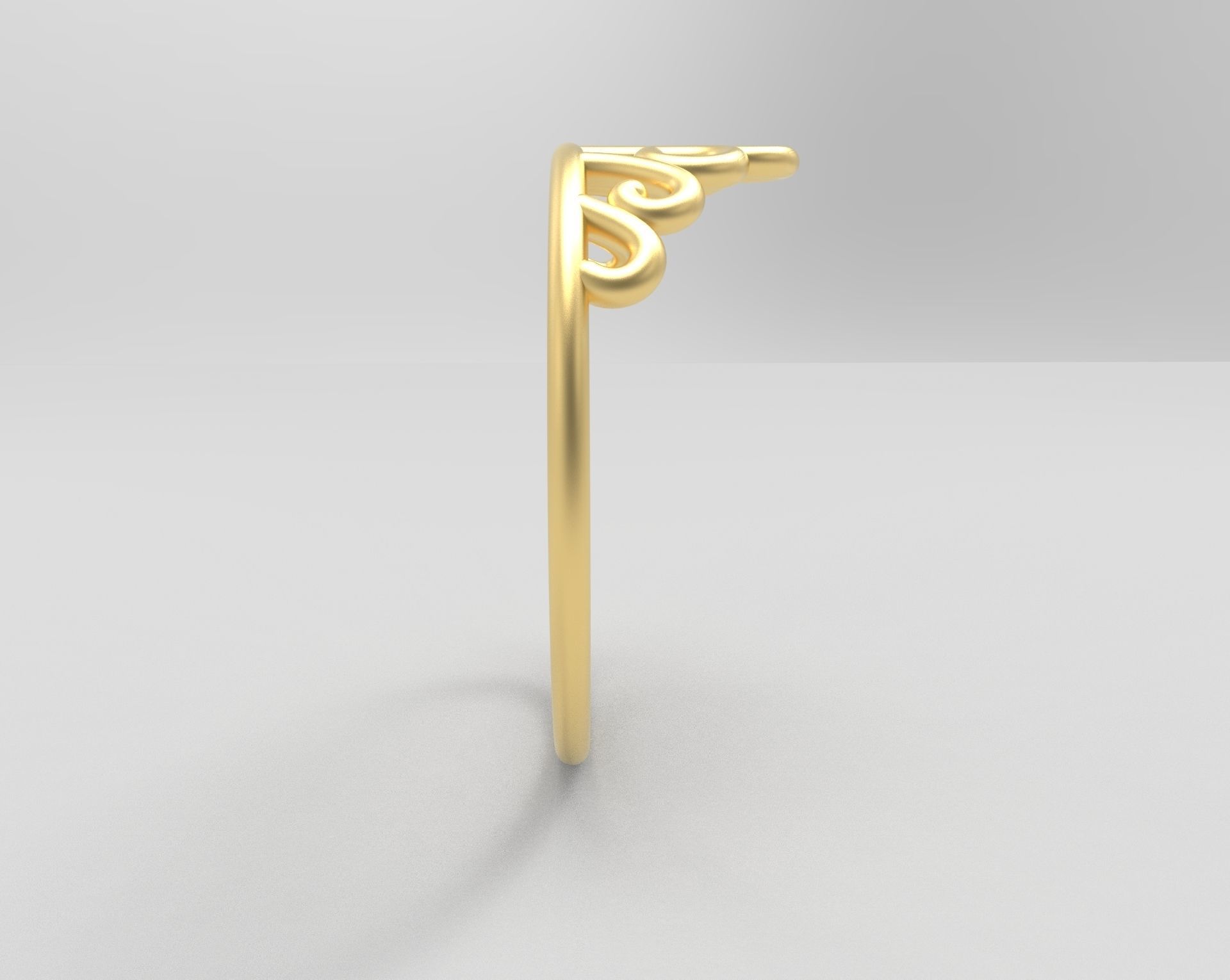 Crown1 Minimalist Ring  3D print model_3