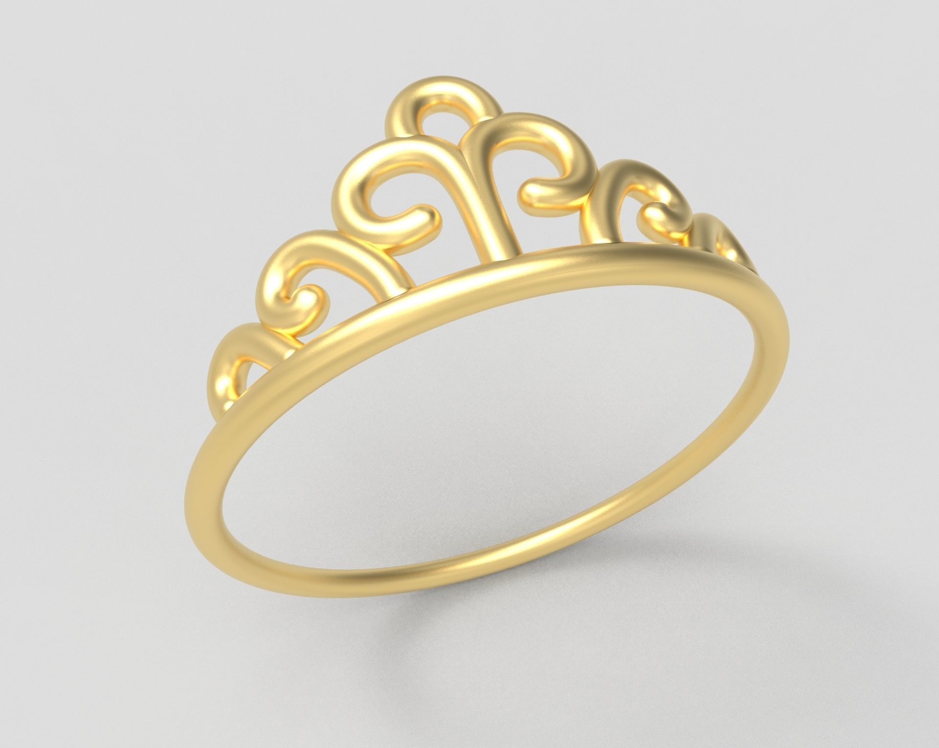 Crown1 Minimalist Ring  3D print model_1