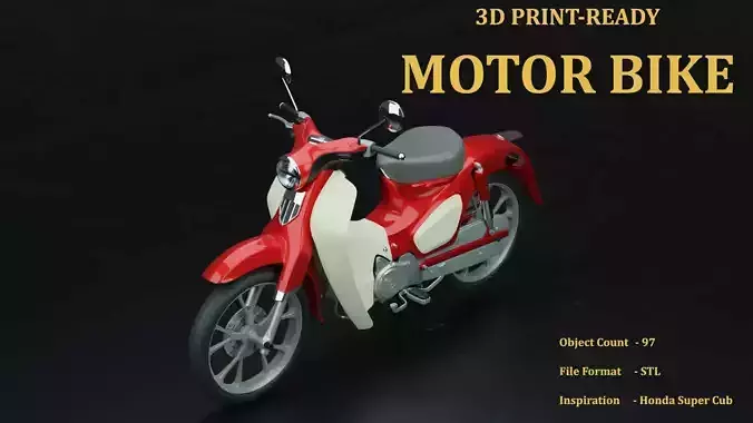 3D Print-Ready Motor Bike 3D print model