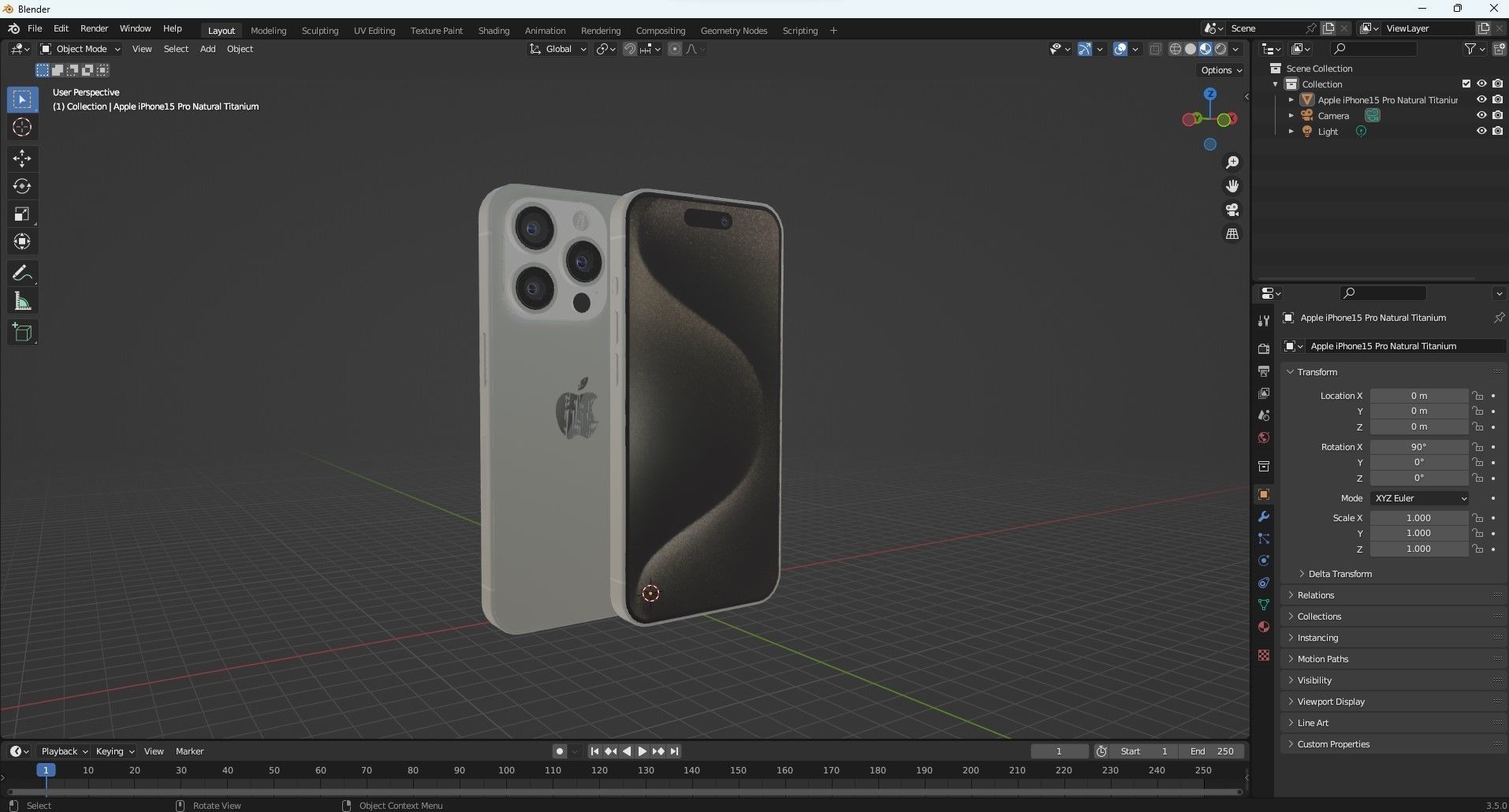 Apple iPhone 15 Pro and Pro max Natural Titanium Low-poly 3D model_36