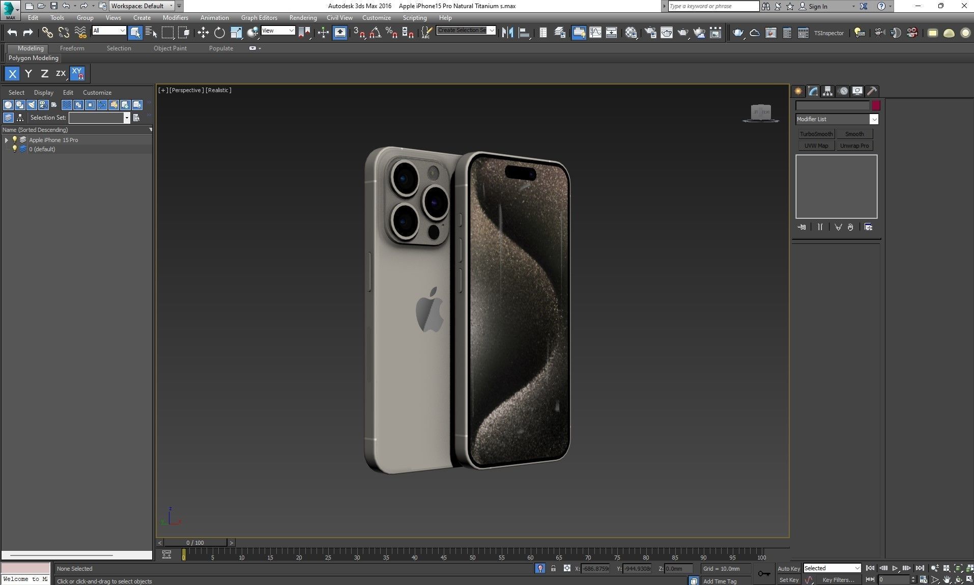 Apple iPhone 15 Pro and Pro max Natural Titanium Low-poly 3D model_39