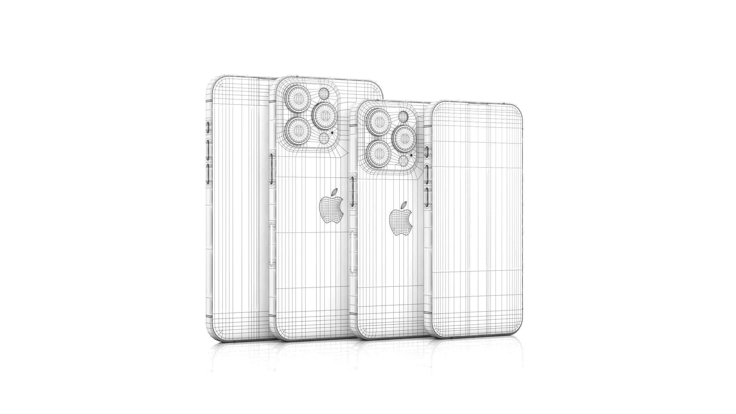 Apple iPhone 15 Pro and Pro max Natural Titanium Low-poly 3D model_34