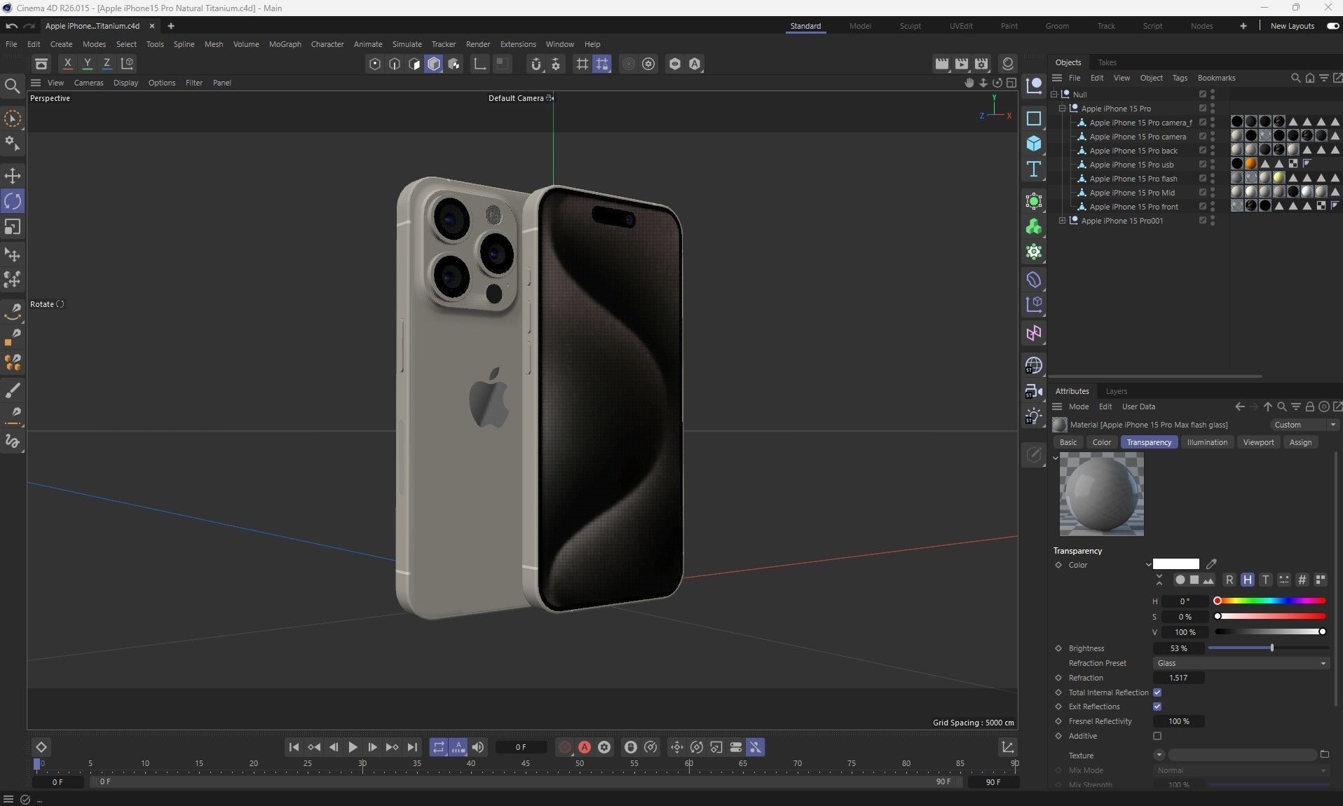 Apple iPhone 15 Pro and Pro max Natural Titanium Low-poly 3D model_30