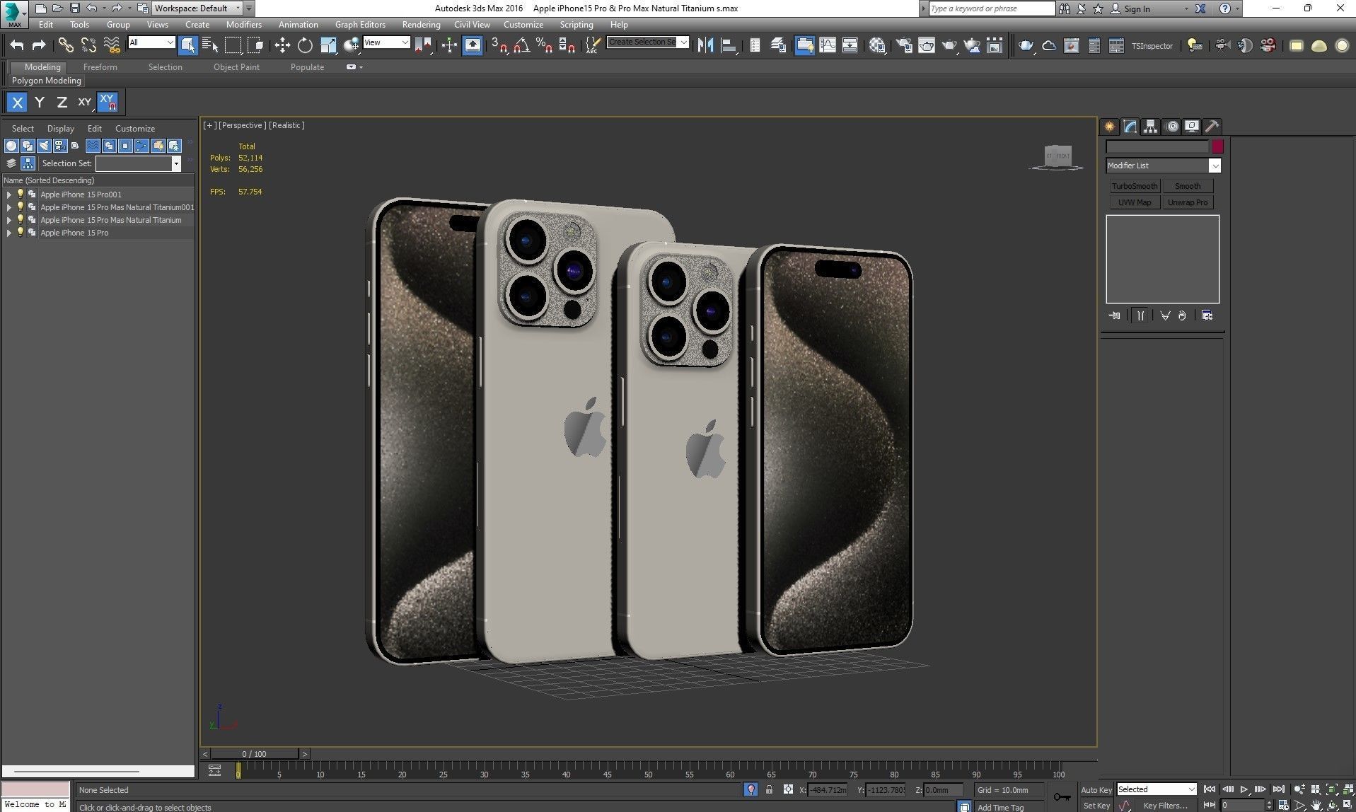 Apple iPhone 15 Pro and Pro max Natural Titanium Low-poly 3D model_38
