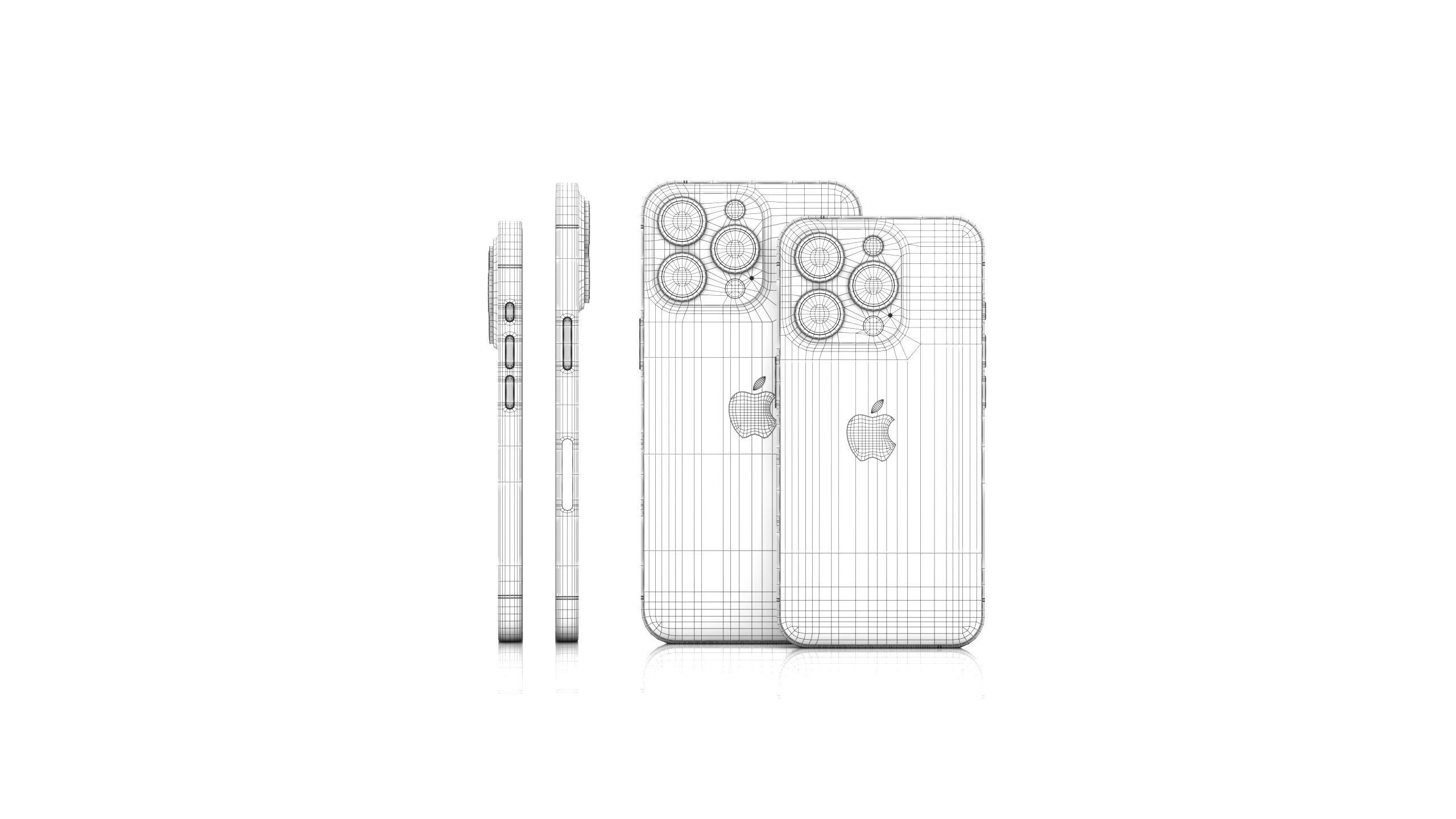 Apple iPhone 15 Pro and Pro max Natural Titanium Low-poly 3D model_33