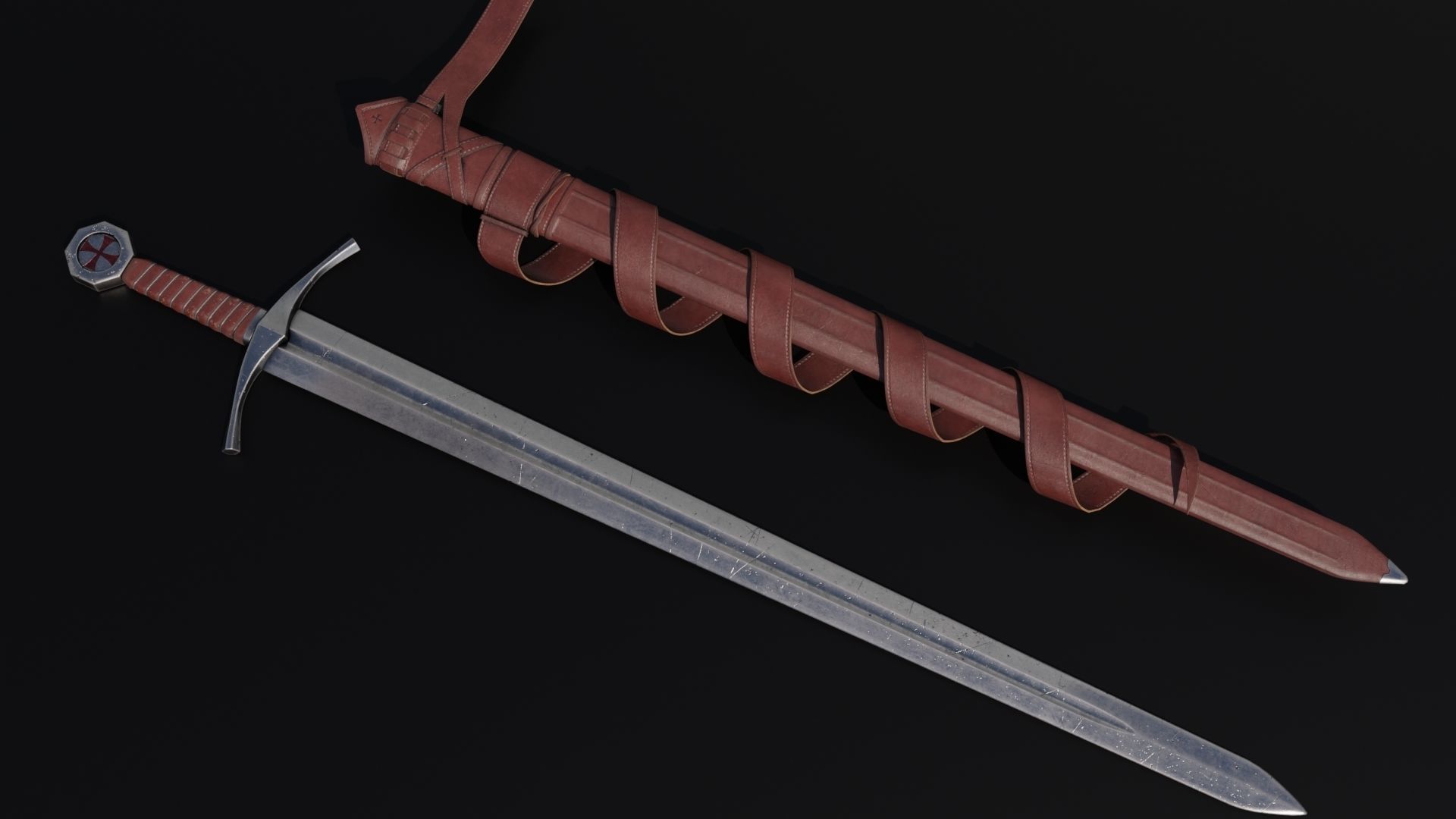 Templar Knight Sword 3D model_2