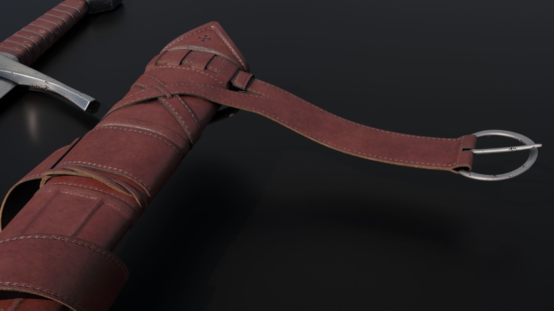 Templar Knight Sword 3D model_13