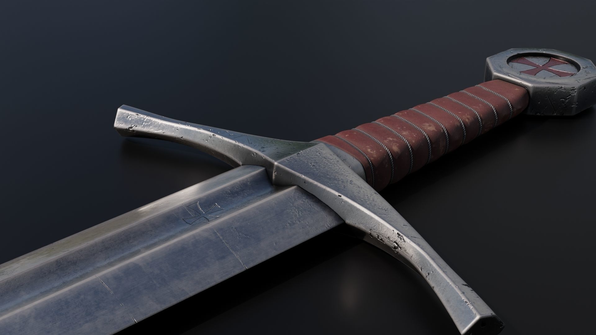 Templar Knight Sword 3D model_7