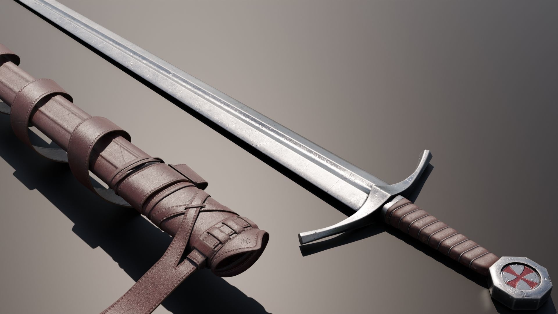 Templar Knight Sword 3D model_8