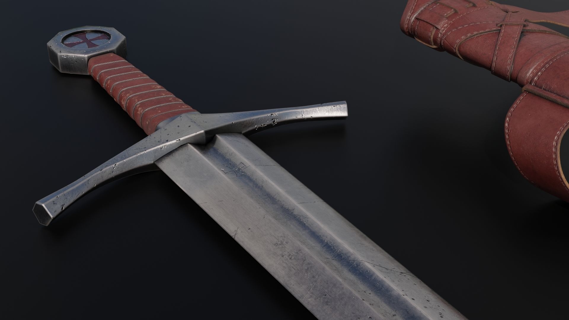 Templar Knight Sword 3D model_3