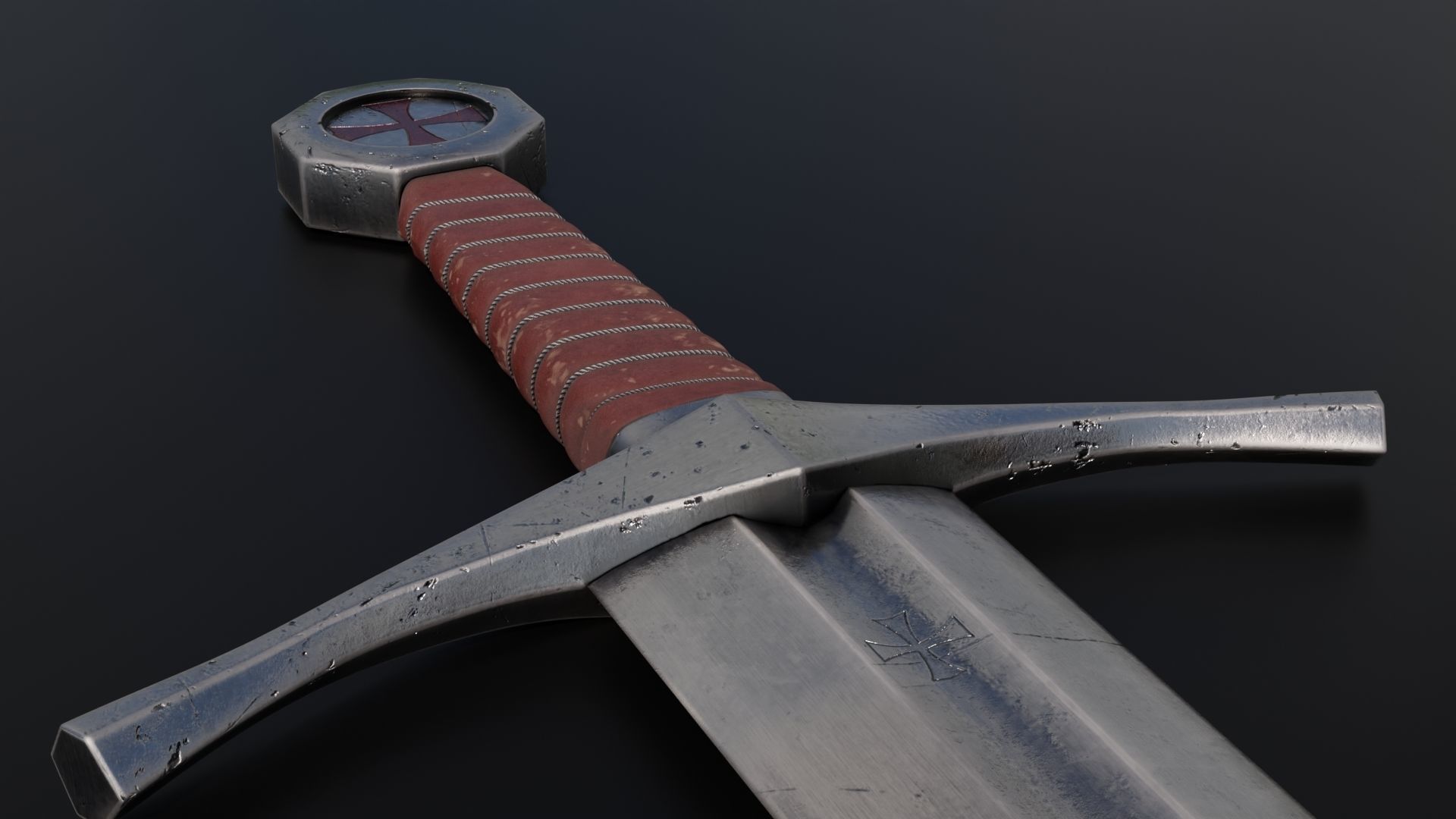 Templar Knight Sword 3D model_6