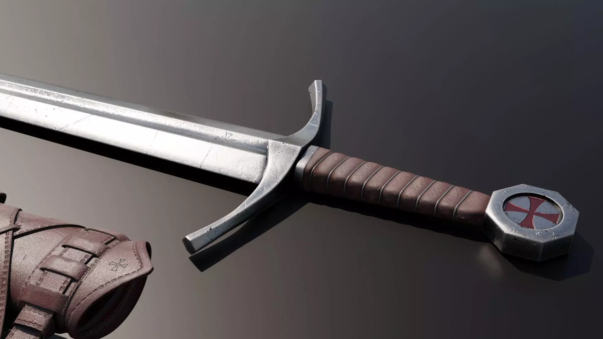 Templar Knight Sword 3D model_0