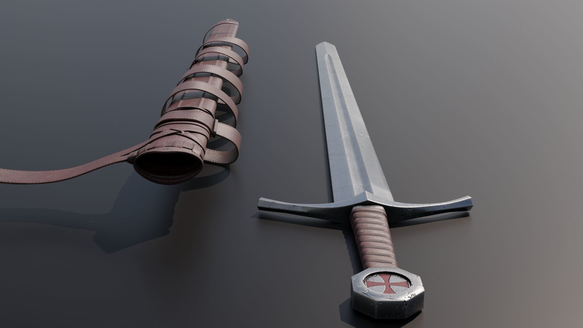 Templar Knight Sword 3D model_9