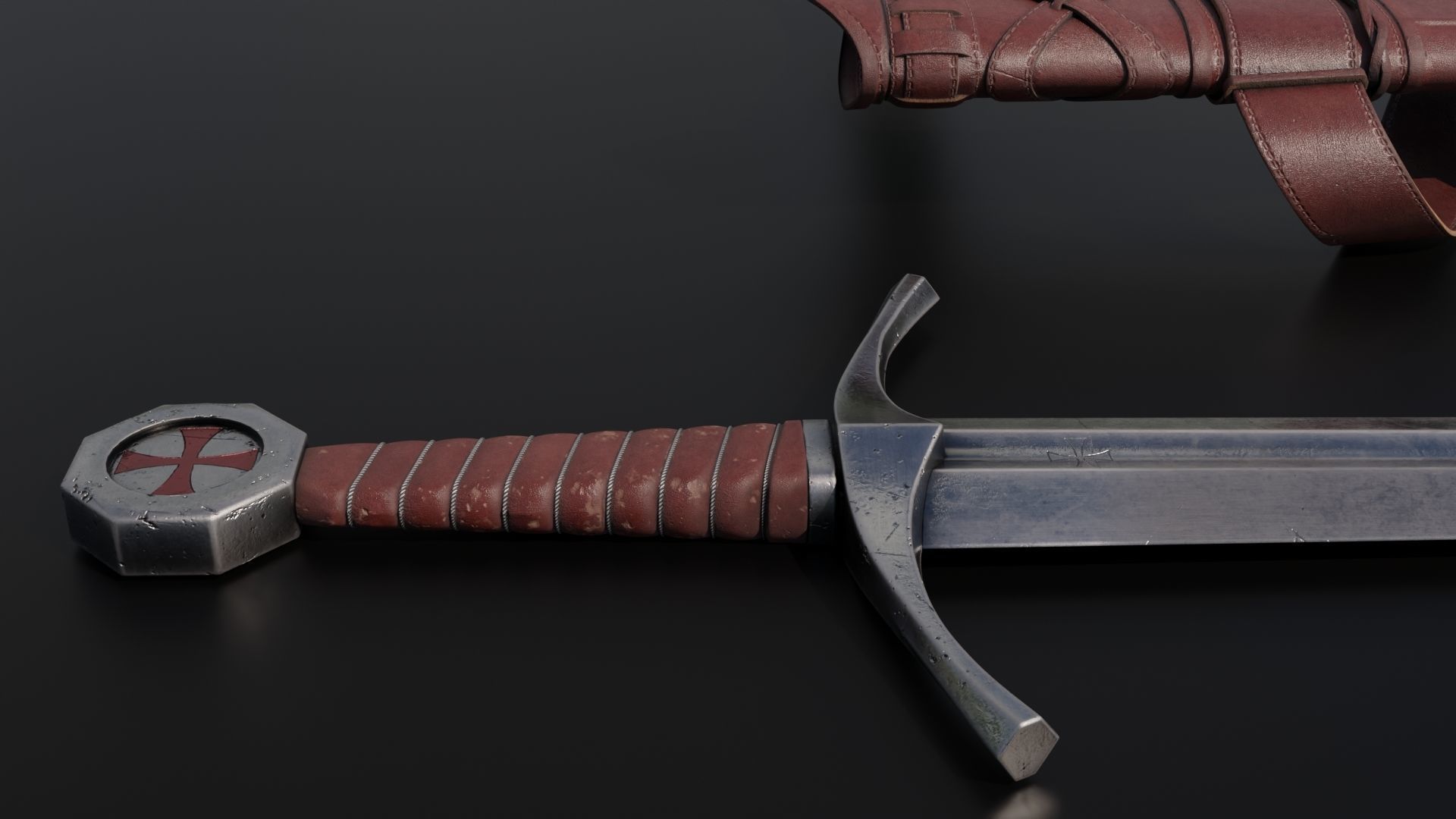 Templar Knight Sword 3D model_11