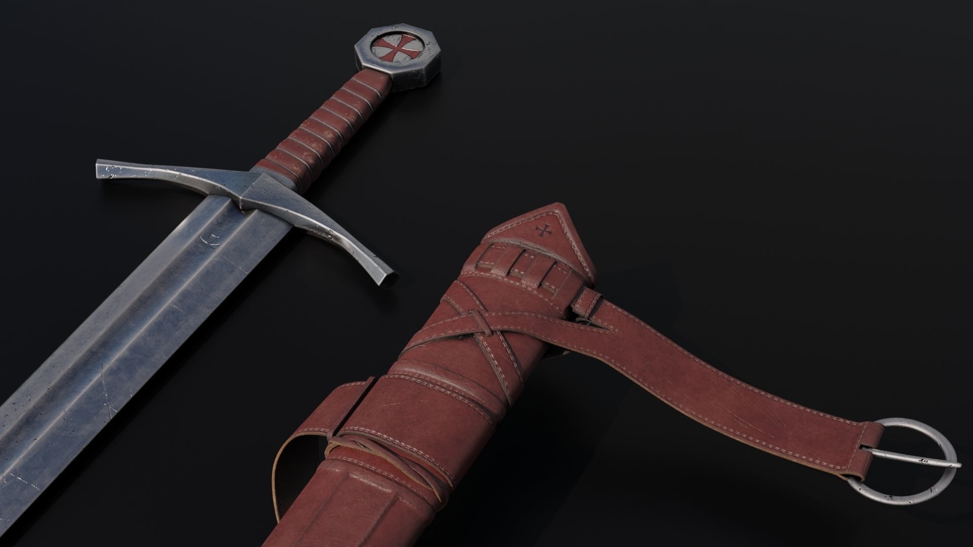 Templar Knight Sword 3D model_5
