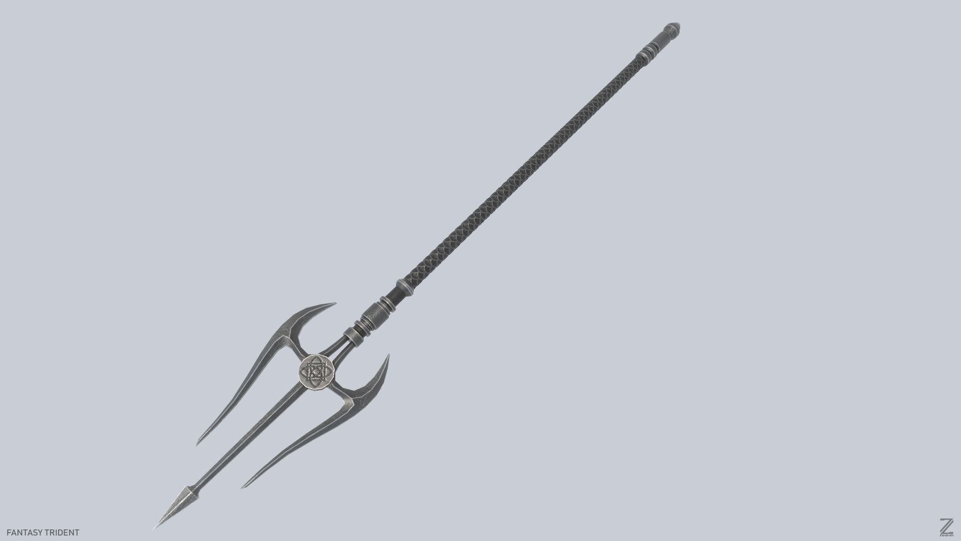 Fantasy trident Low-poly 3D model_6