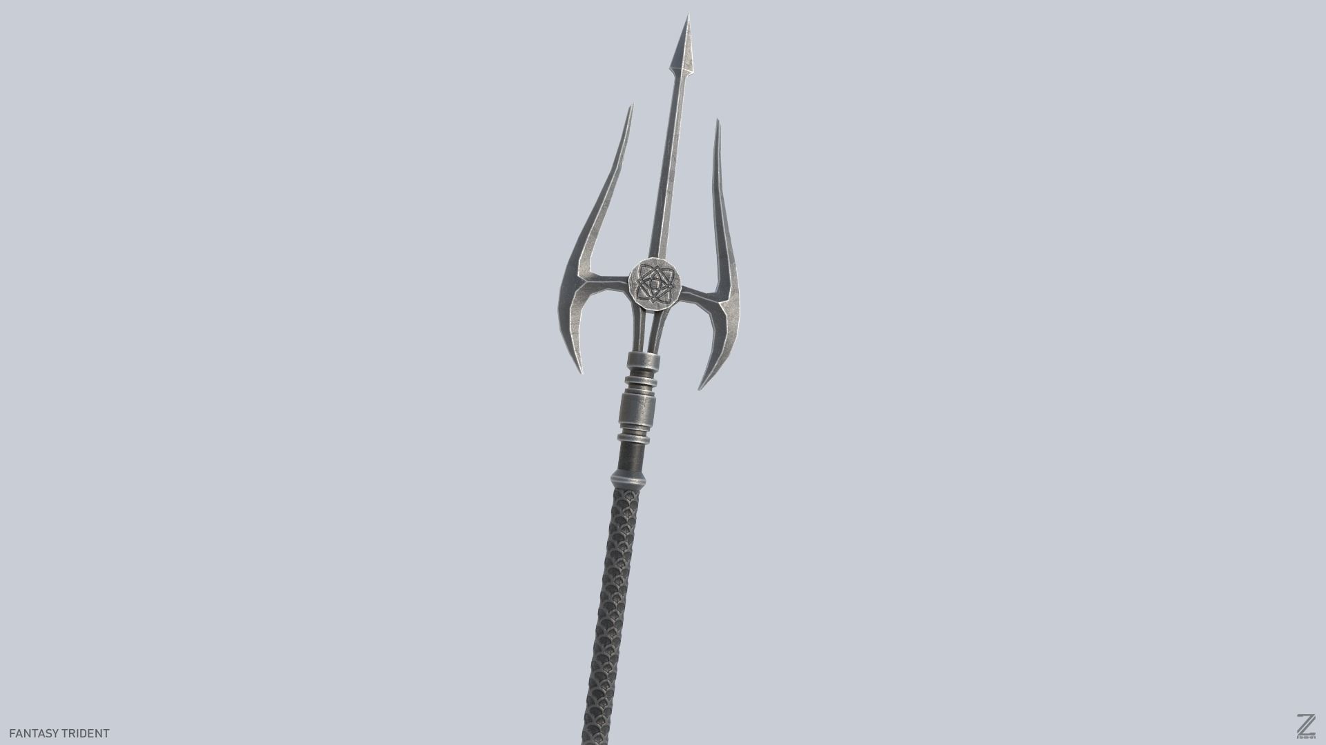 Fantasy trident Low-poly 3D model_7