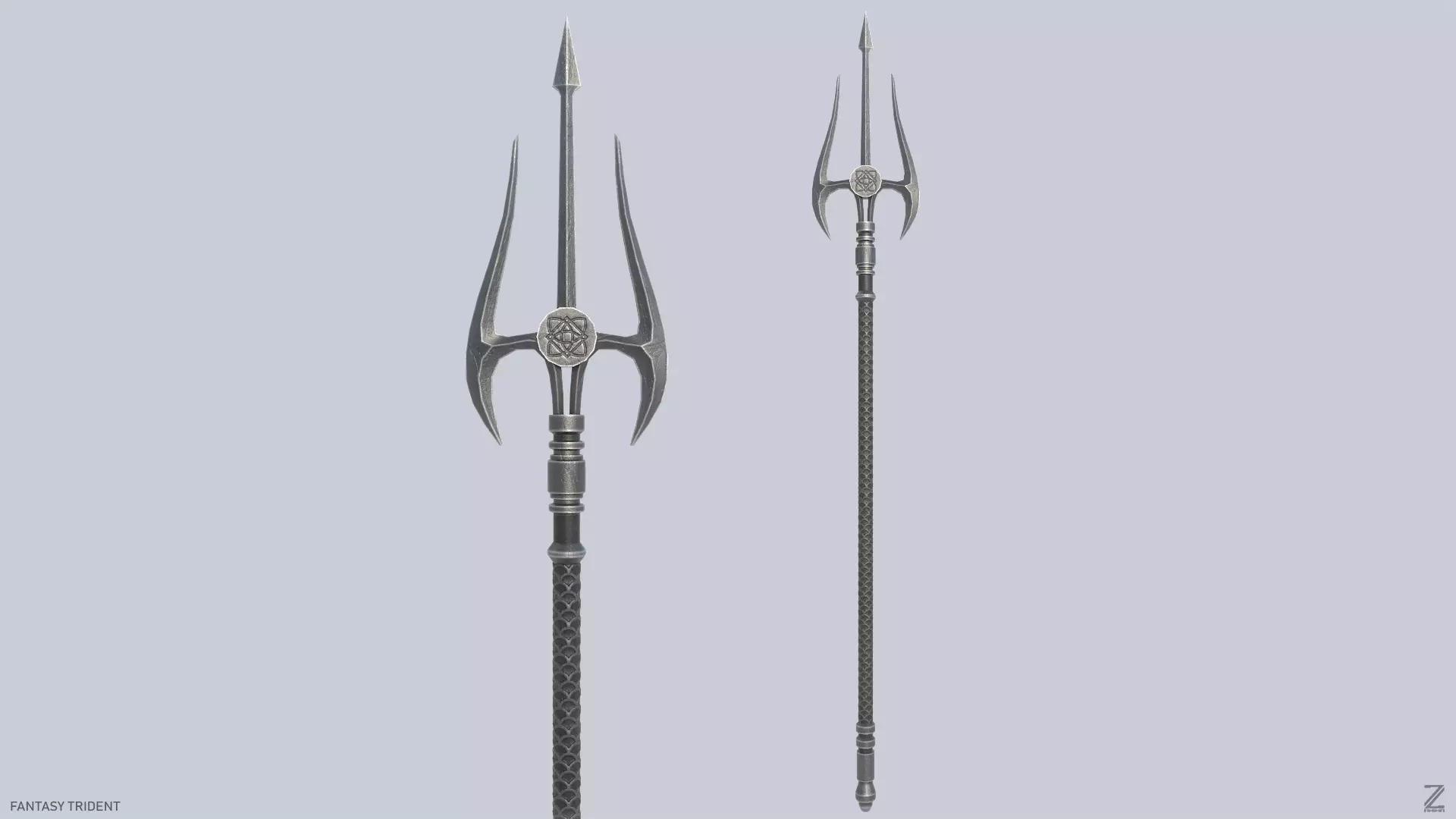 Fantasy trident Low-poly 3D model_0