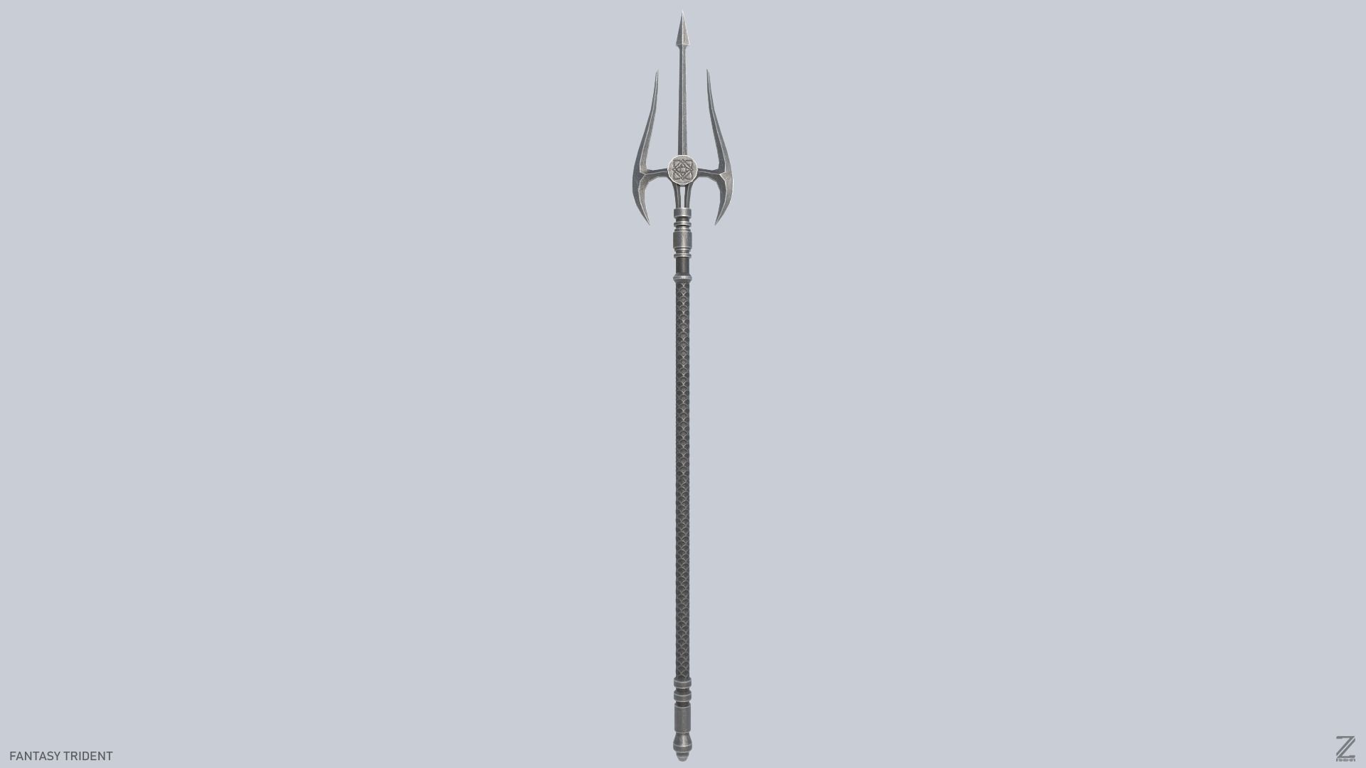 Fantasy trident Low-poly 3D model_3