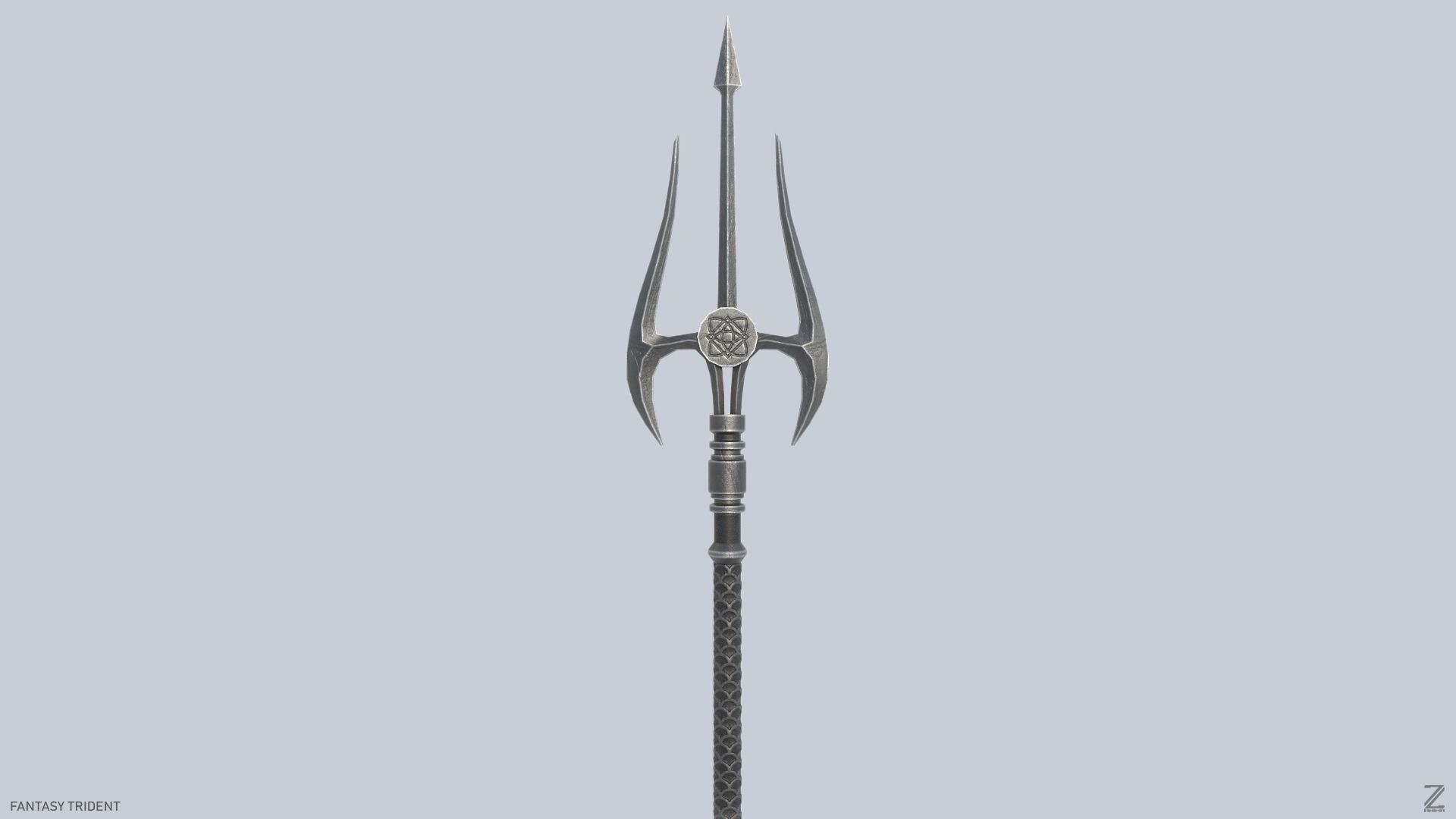 Fantasy trident Low-poly 3D model_4