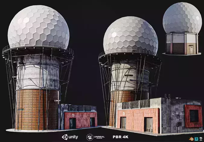 Radar Base 2 Types Low-poly 3D model