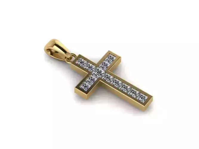 Princess cut diamonds cross