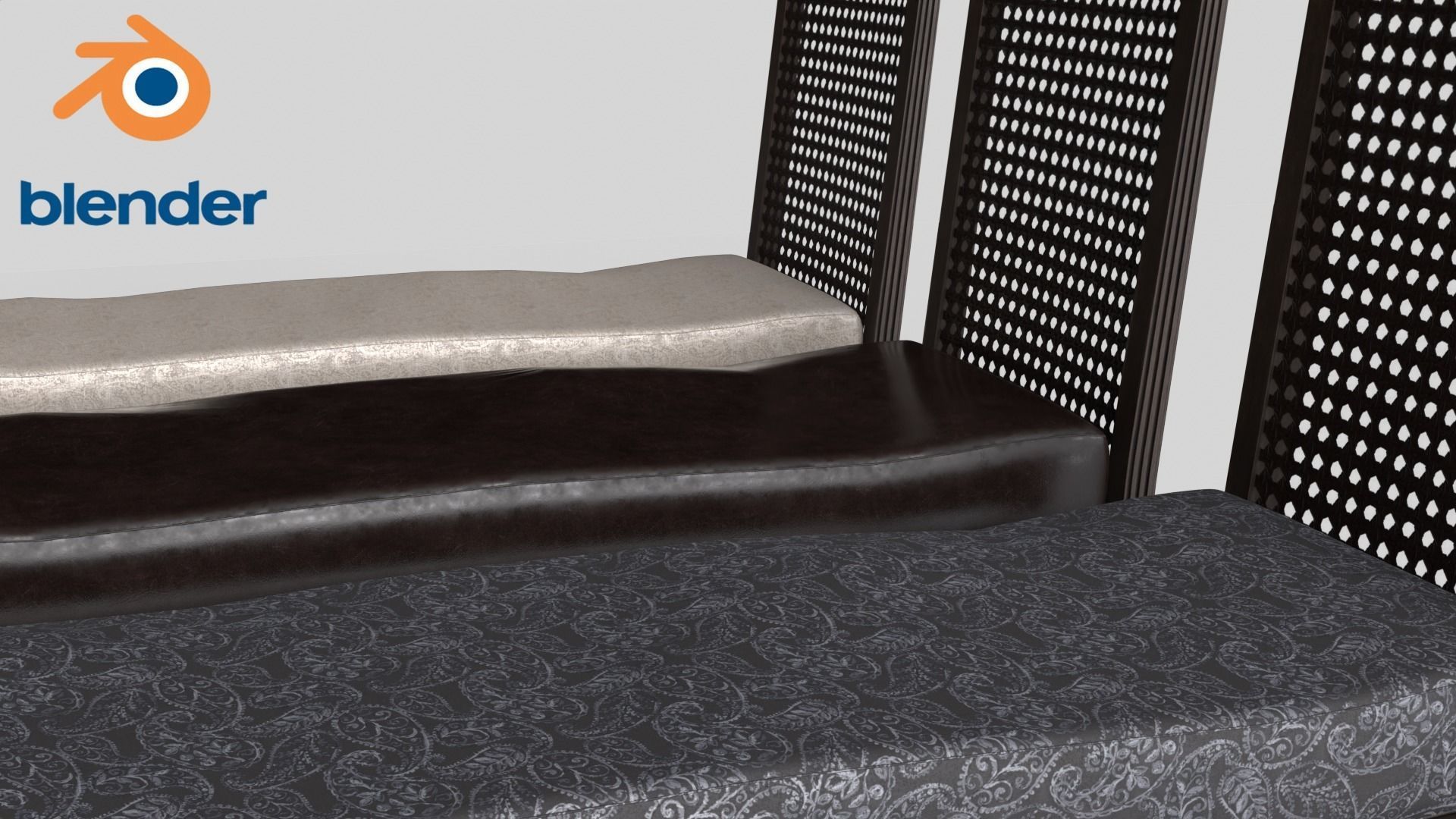 Modern Bench Low-poly 3D model_17