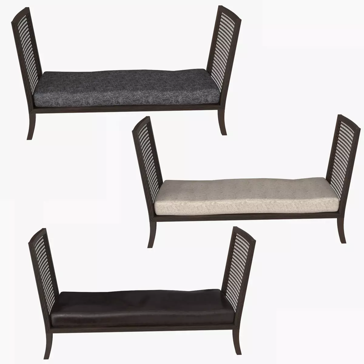 Modern Bench Low-poly 3D model_0