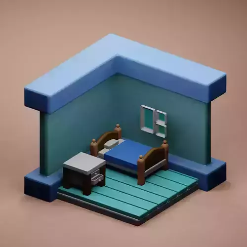 3d House Interior Low poly
