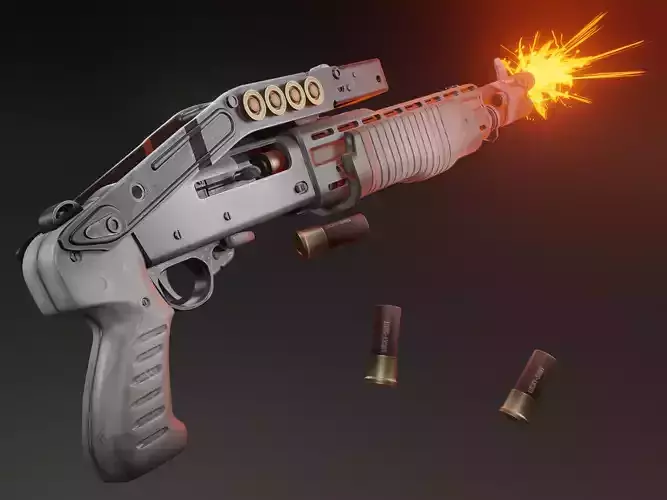 Stylized shotgun Low-poly 3D model